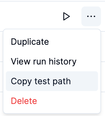 Copy test path menu